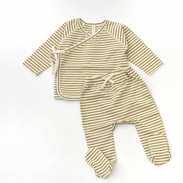 オーガニックコットン ベビー合わせトップス＆足つきパンツ Stripe