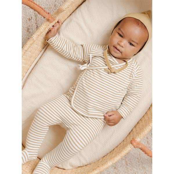 オーガニックコットン ベビー合わせトップス＆足つきパンツ Stripe