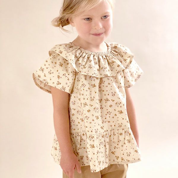 オーガニックコットン キッズ フリルカラーブラウスElena
