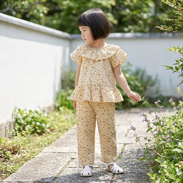 オーガニックコットン キッズ フリルカラーブラウスElena