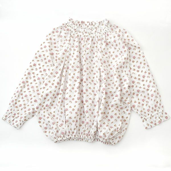 オーガニックコットン ラッフルネックポプリンブラウス Anna