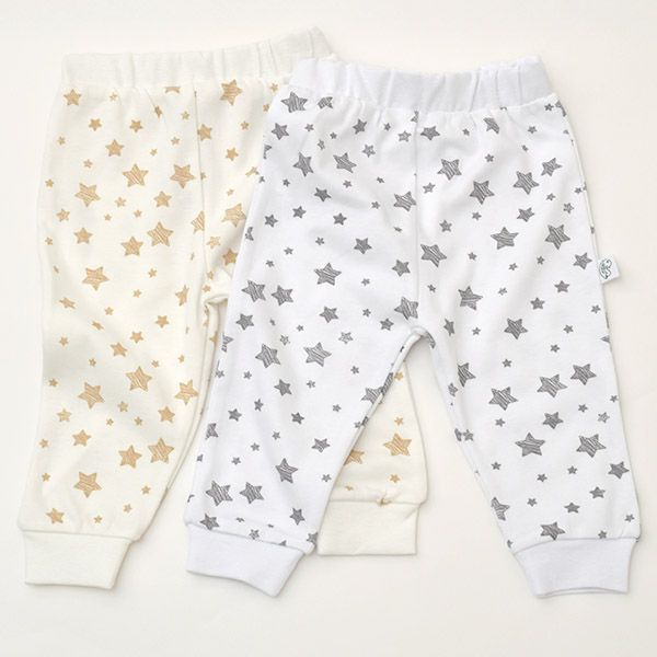 【SALE／20%OFF】 オーガニックコットン ベビーパンツStar(2色セット)