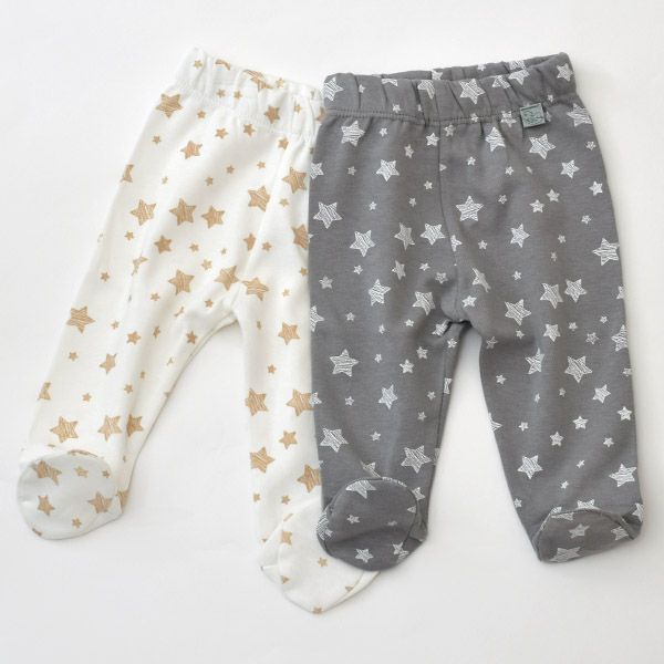 オーガニックコットン ベビー足つきパンツStar(2色セット)