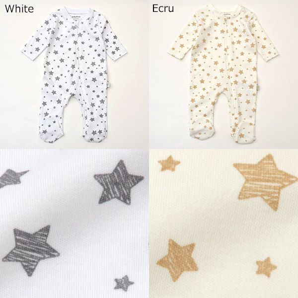 オーガニックコットン ベビー足つきジッパーロンパースStar