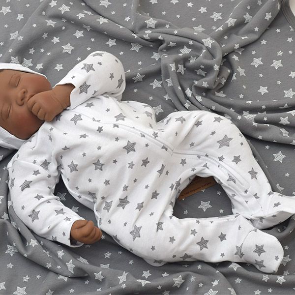 オーガニックコットン ベビー足つきジッパーロンパースStar
