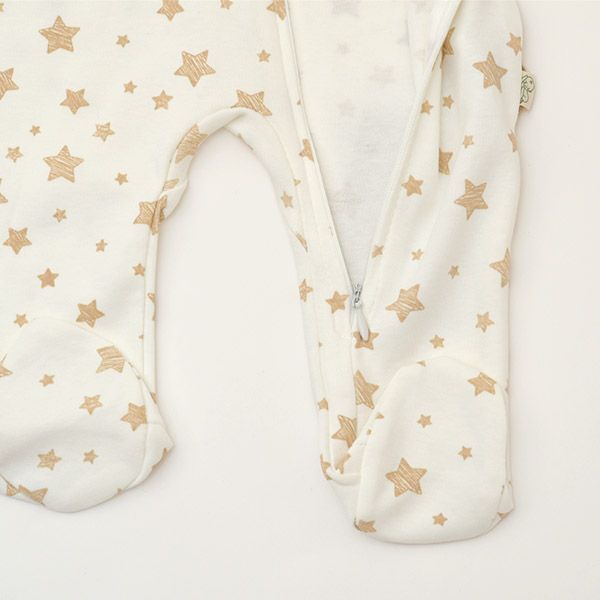 オーガニックコットン ベビー足つきジッパーロンパースStar