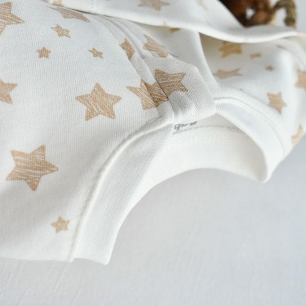 オーガニックコットン ベビー足つきジッパーロンパースStar