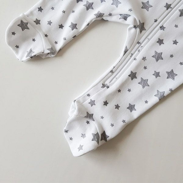 オーガニックコットン ベビー足つきジッパーロンパースStar