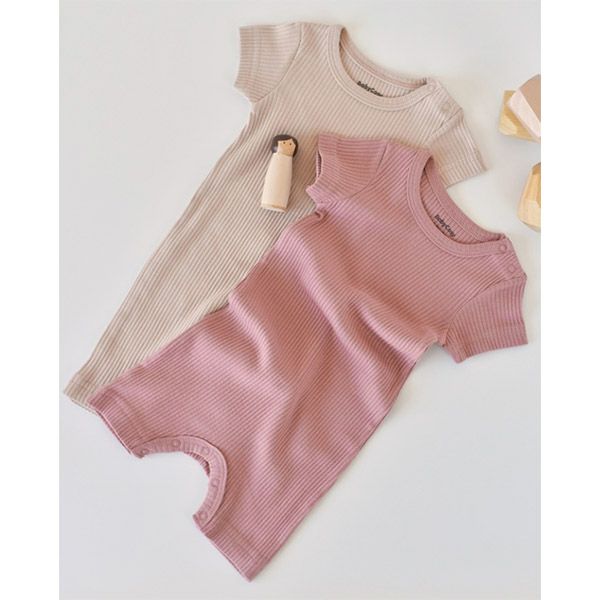 オーガニックコットン＆モダール ベビーショートロンパース(2色セット)