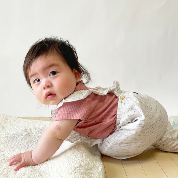 オーガニックコットン＆モダール ベビーショートロンパース(2色セット)