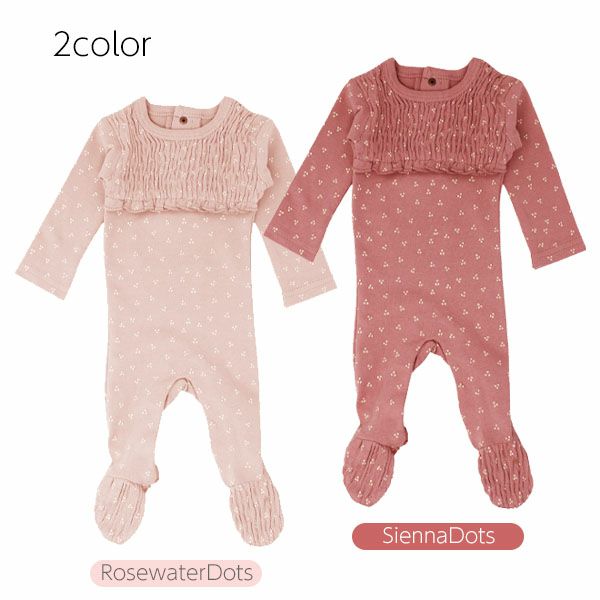 オーガニックコットン ベビースモッキング 足つきカバーオール Print（長袖）