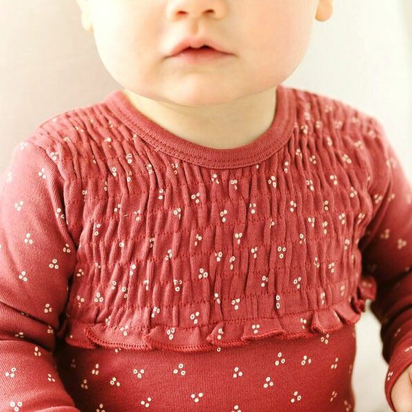 オーガニックコットン ベビースモッキング 足つきカバーオール Print（長袖）