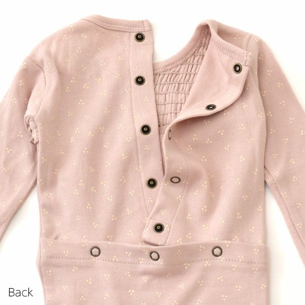 オーガニックコットン ベビースモッキング 足つきカバーオール Print（長袖）