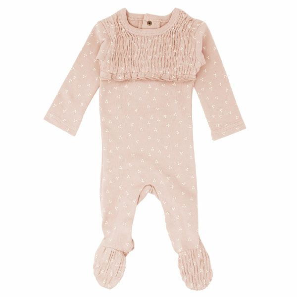 オーガニックコットン ベビースモッキング 足つきカバーオール Print（長袖）
