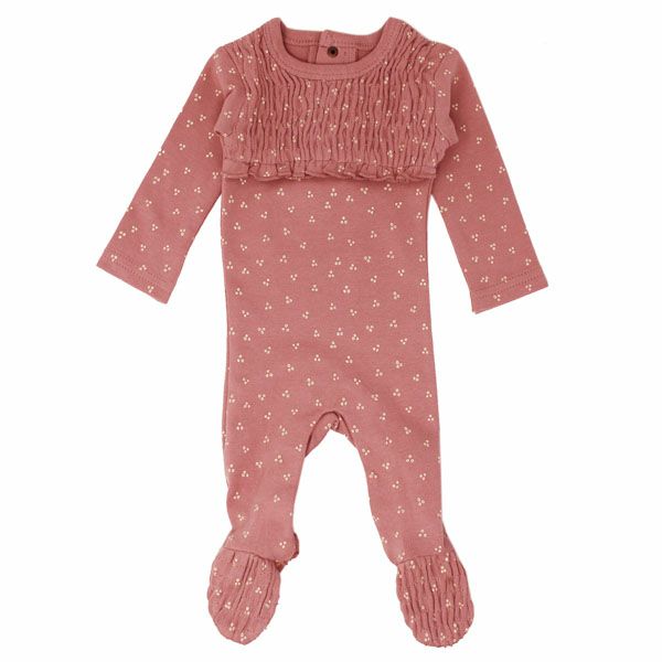 オーガニックコットン ベビースモッキング 足つきカバーオール Print（長袖）
