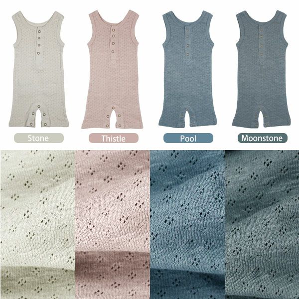 オーガニックコットン ベビーポインテル ノースリーブロンパース