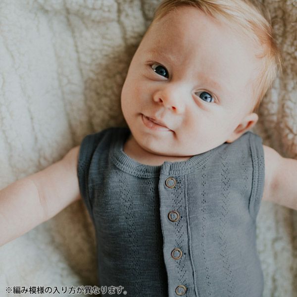 オーガニックコットン ベビーポインテル ノースリーブロンパース