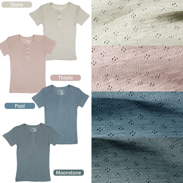 オーガニックコットン キッズポインテル ヘンリーネックTシャツ（半袖）