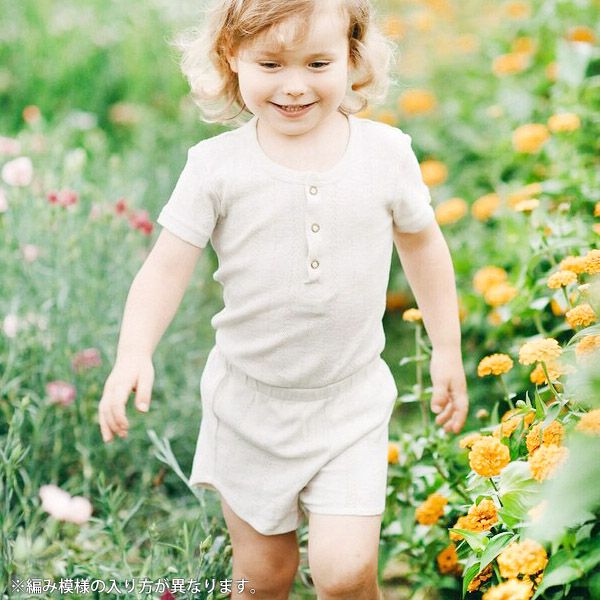 オーガニックコットン キッズポインテル ヘンリーネックTシャツ（半袖）