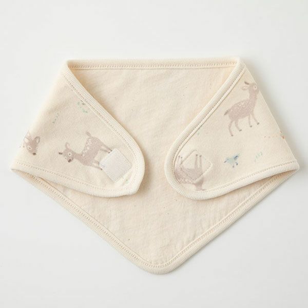 オーガニックコットン ベビーバンビプリントスタイ ナチュラル