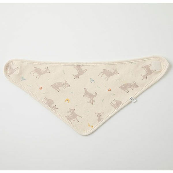 オーガニックコットン ベビーバンビプリントスタイ ナチュラル