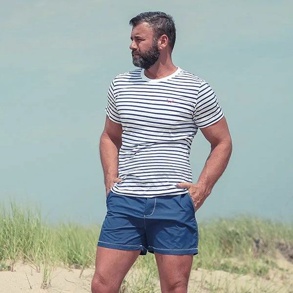 オーガニックコットン メンズクルーネックＴシャツ Stripes(半袖)