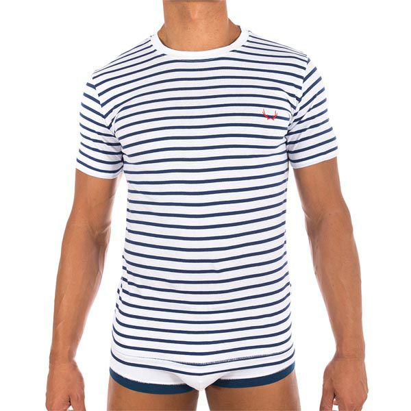 オーガニックコットン メンズクルーネックＴシャツ Stripes(半袖)