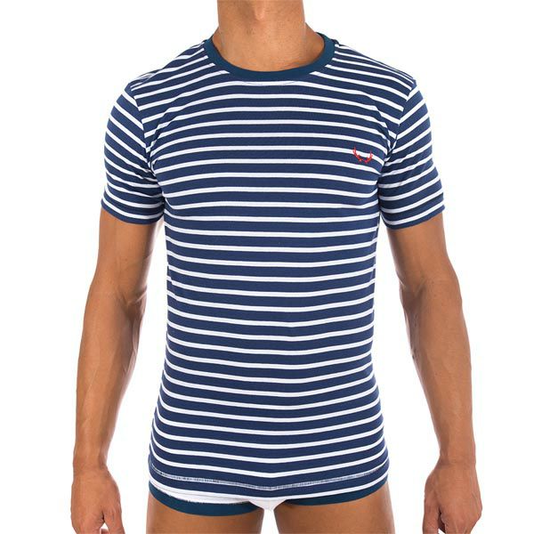 オーガニックコットン メンズクルーネックＴシャツ Stripes(半袖)