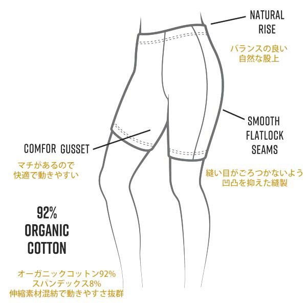 オーガニックコットン ベースレイヤーレギンス Short