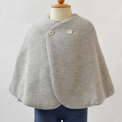 オーガニックコットン＆ヤク ガーターニットケープ グレー 80-90