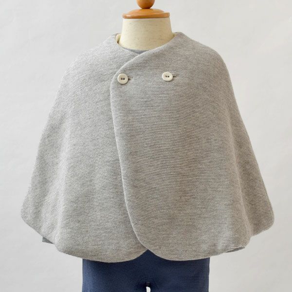 オーガニックコットン＆ヤク ガーターニットケープ グレー 80-90