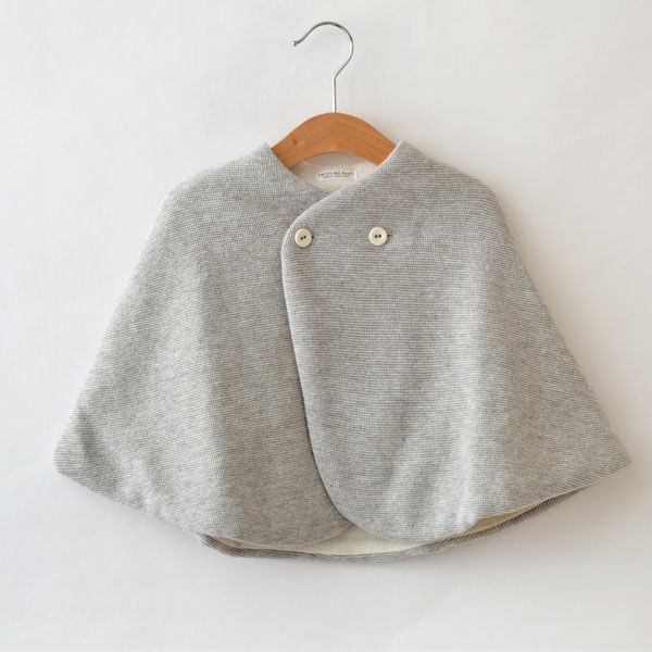 オーガニックコットン＆ヤク ガーターニットケープ グレー 80-90