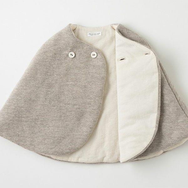 オーガニックコットン＆ヤク ガーターニットケープ グレー 80-90