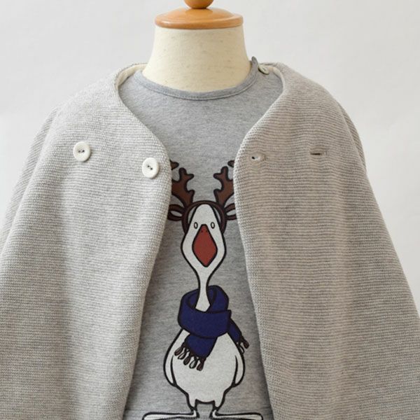 オーガニックコットン＆ヤク ガーターニットケープ グレー 80-90