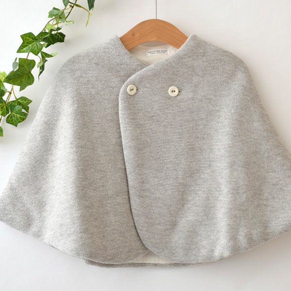 オーガニックコットン＆ヤク ガーターニットケープ グレー 80-90