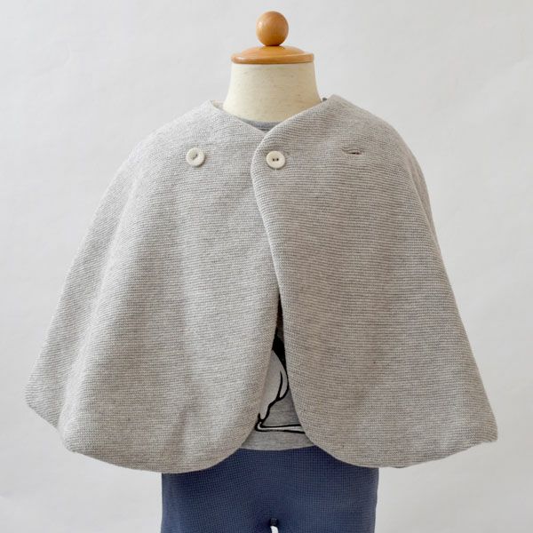 オーガニックコットン＆ヤク ガーターニットケープ グレー 80-90