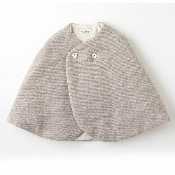 オーガニックコットン＆ヤク ガーターニットケープ グレー 80-90