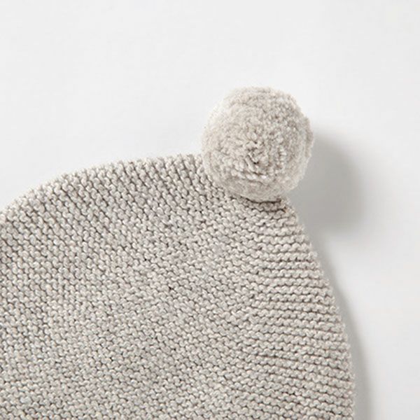 オーガニックコットン＆ヤク ガーターニット耳あて付き帽子 グレー 46-48