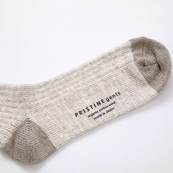 オーガニックコットン＆ヤク メンズローゲージリブソックス