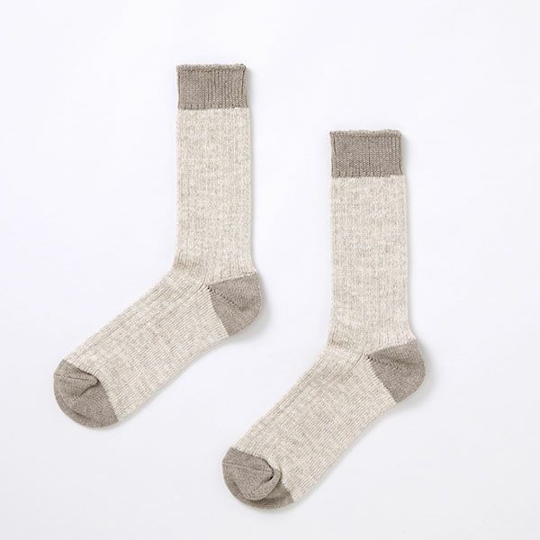 オーガニックコットン＆ヤク メンズローゲージリブソックス
