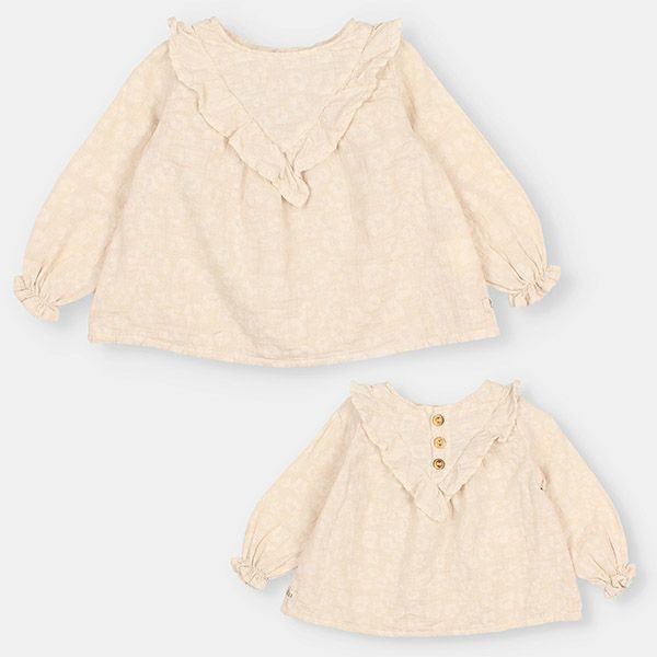 オーガニックコットン ベビー フローラルジャガードブラウス(長袖)