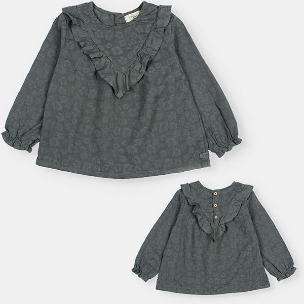 オーガニックコットン ベビー フローラルジャガードブラウス(長袖)