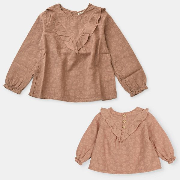 オーガニックコットン ベビー フローラルジャガードブラウス(長袖)