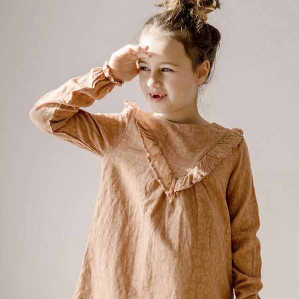 オーガニックコットン ベビー フローラルジャガードブラウス(長袖)