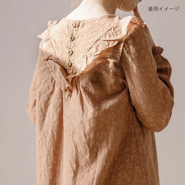 オーガニックコットン ベビー フローラルジャガードブラウス(長袖)