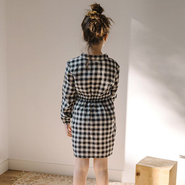 オーガニックコットン キッズ チェックシャツドレス(長袖)
