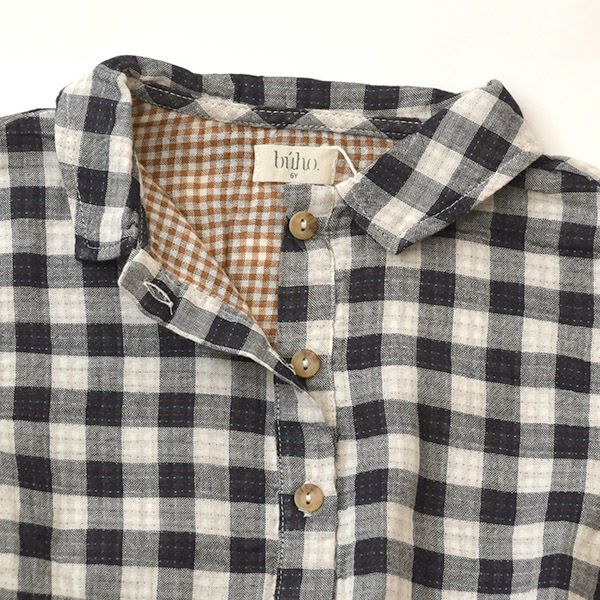 オーガニックコットン キッズ チェックシャツドレス(長袖)