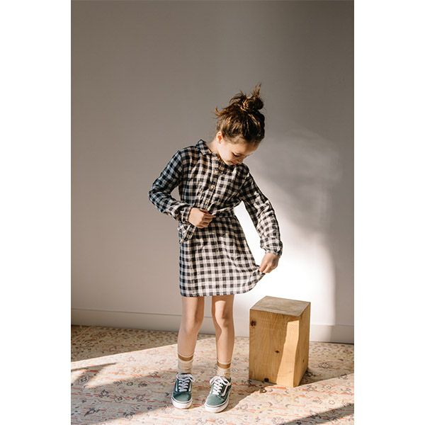 オーガニックコットン キッズ チェックシャツドレス(長袖)