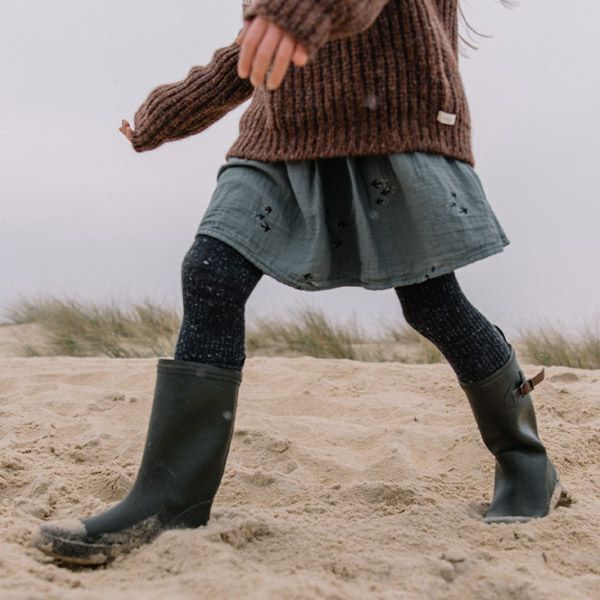 オーガニックコットン キッズ バードプリントコンビドレス(長袖)