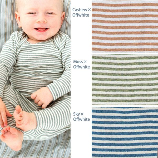 オーガニックコットン ベビー フライスＴシャツ(長袖)Stripe